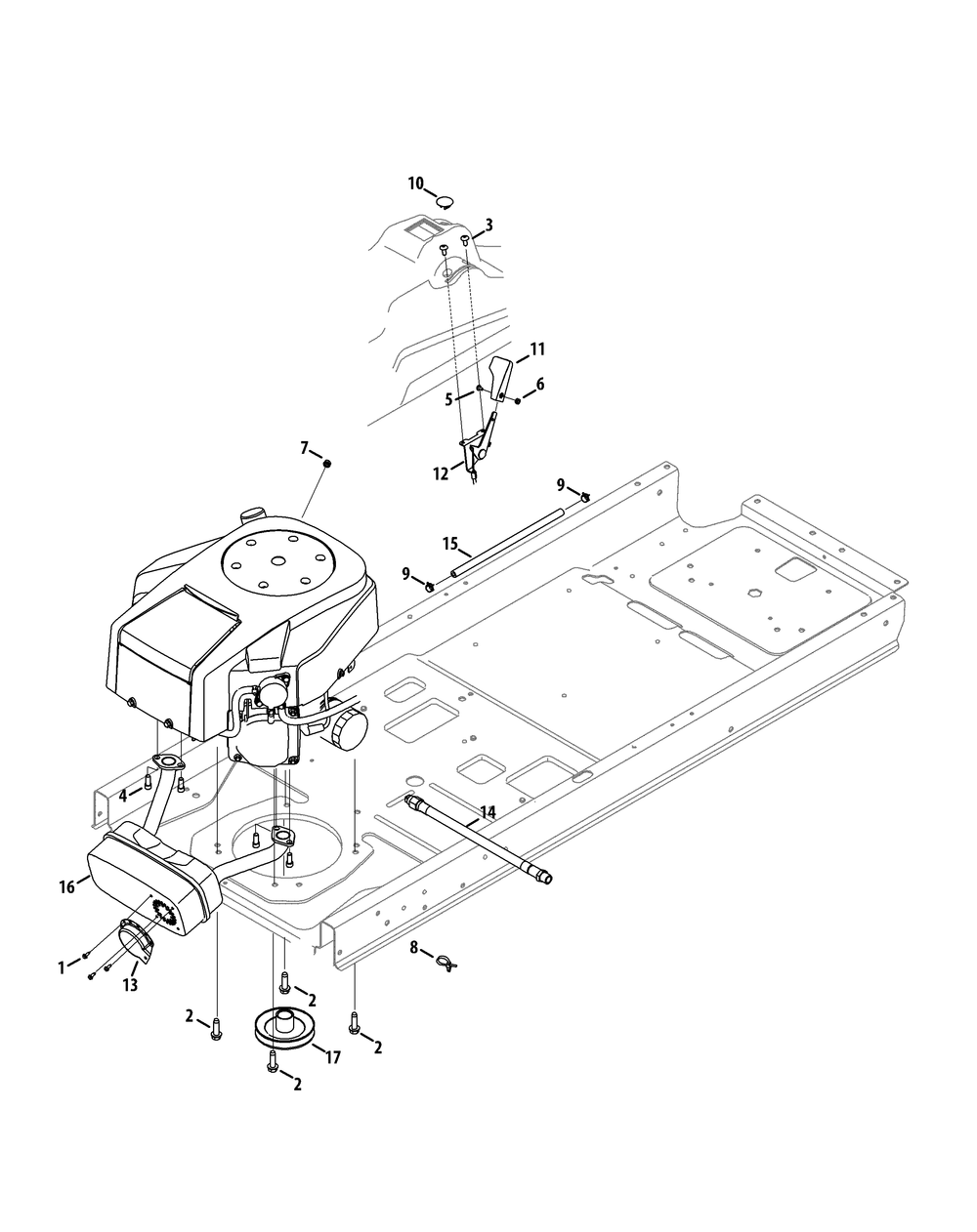 Engine Accessories Diagram and Parts List for RZT-S42 (17AF2BDS010-17WF2BDS010-17WF2BDS056-17WF2BDS210)(2012) Cub Cadet Lawn Tractor